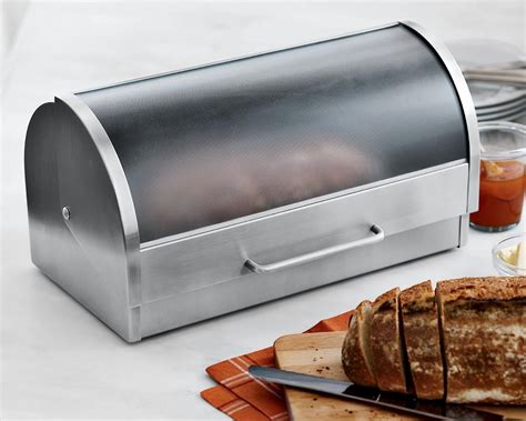 stainless steel and glass bread box|large stainless steel bread box.